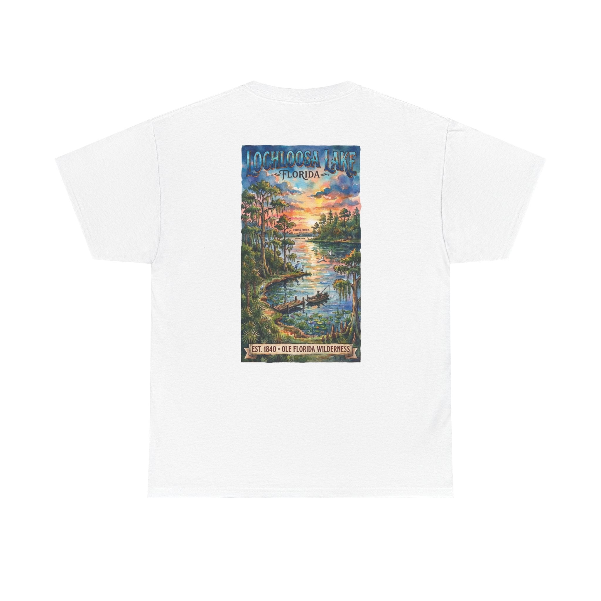 Florida Lake Vintage Poster T-Shirt — Lochloosa Lake Scenic Nature Tee