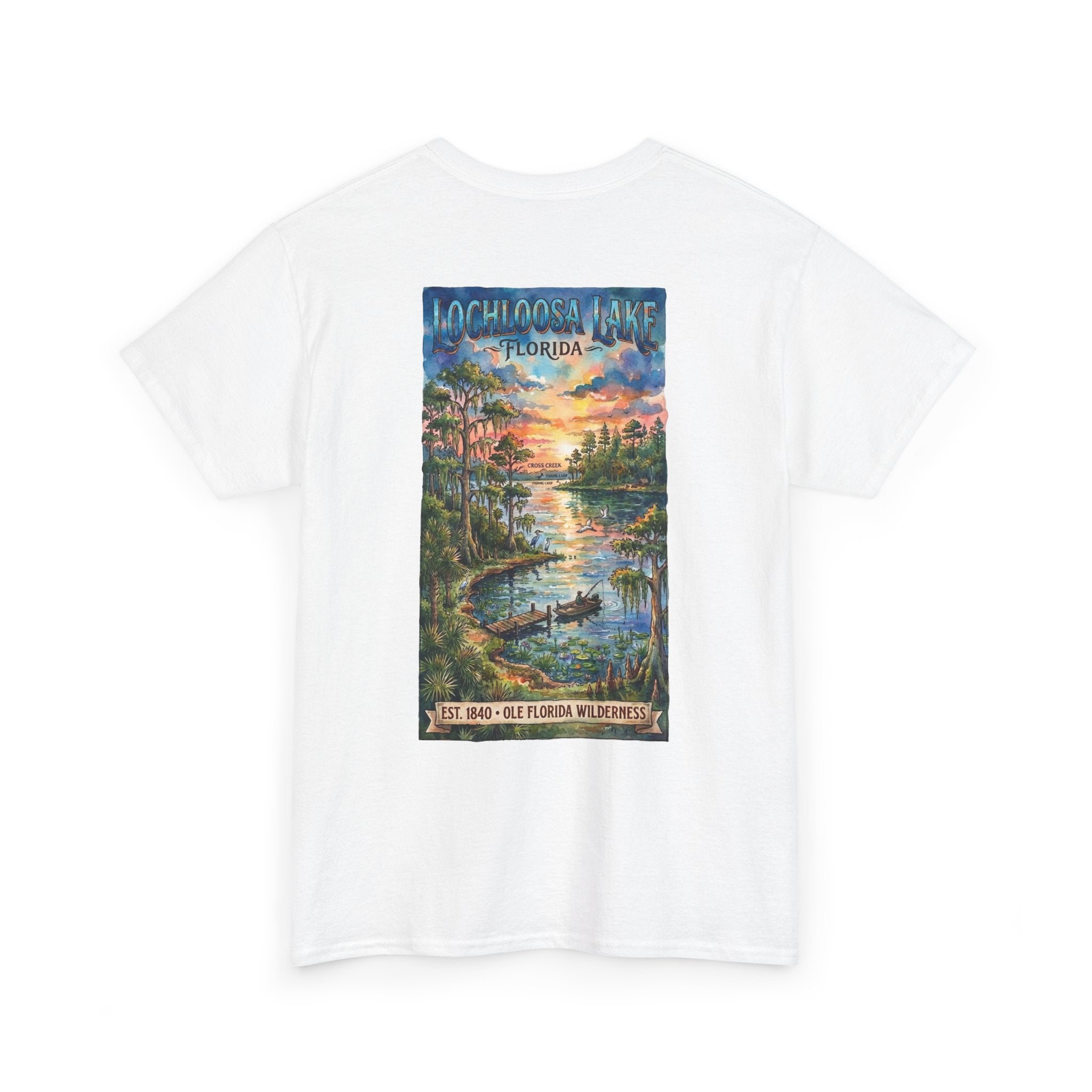 Florida Lake Vintage Poster T-Shirt — Lochloosa Lake Scenic Nature Tee